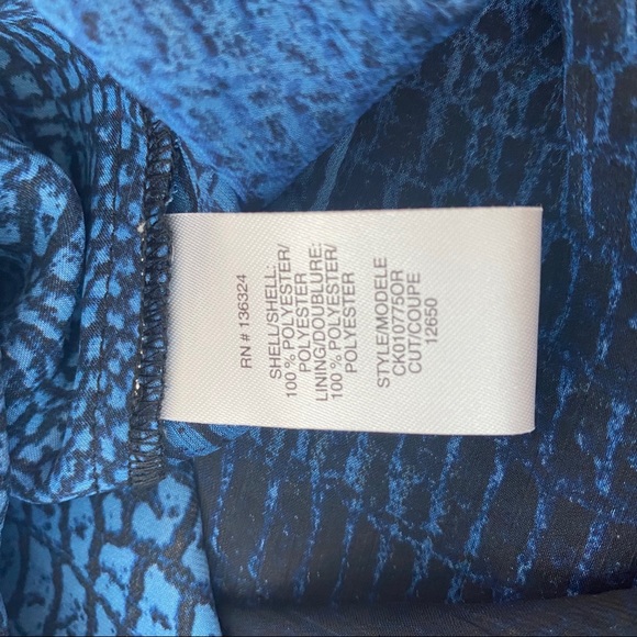 Halston Heritage Blue & Black Python Sheer Blouse - Picture 9 of 9